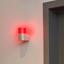 Load image into Gallery viewer, Yellowtec Do Not Disturb door entrance LED lighting up red next to closed door
